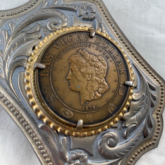 VTG CASINO LAS VEGAS DOLLAR 1878 COIN BELT BUCKLE - Picture 2 of 7
